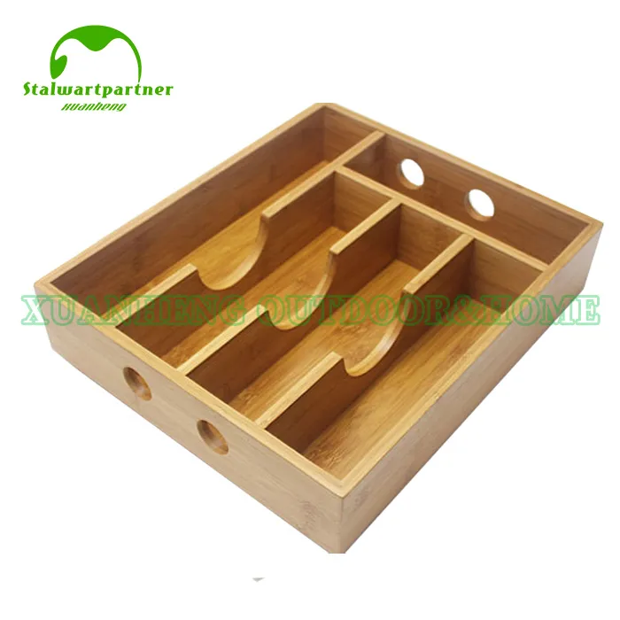 Accessori per utensili da cucina Organizer espandibile per cassetti per utensili Vassoio per posate da cucina in legno di bambù