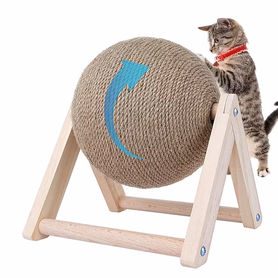 Tavola per gatti in legno massello, bastone per gatti, giocattolo rotante multifunzionale per gatti